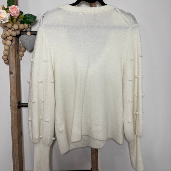 Madewell Bobble Dashwood V Neck Bright Ivory Sweater Size Medium - Picture 5 of 10